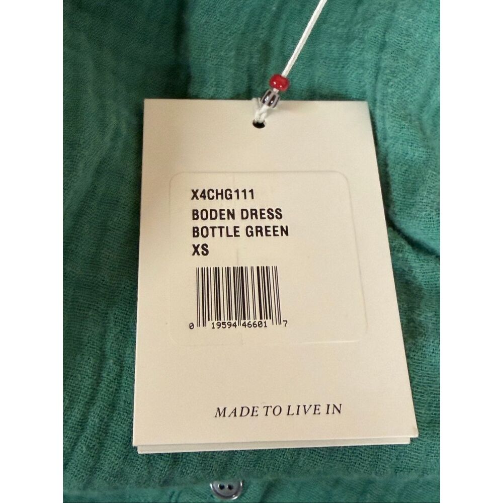 Xirena Boden 100% Cotton Dress in Bottle Green NWT Size X-Small - Picture 7 of 8